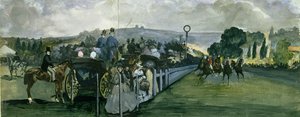 Race Course i Longchamps, 1864 (wc och gouache över grafit på papper) av Édouard Manet