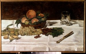 Stilleben, frukter på ett bord Målning av Edouard Manet (1832-1883) 1864 Sön. 0,45x0,73 m Paris, musee d