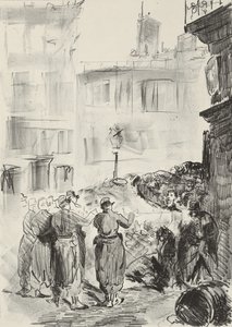 Barrikaden, 1871, tryckt 1884 av Édouard Manet