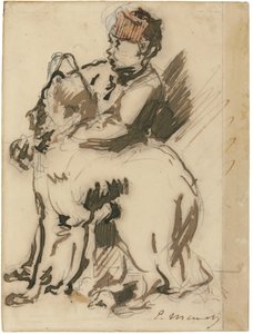 Barnet och hunden av Édouard Manet