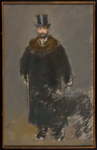 Mannen med hunden, ca 1882 (pastell på duk, preparerad med grå gouacheslipad) av Édouard Manet