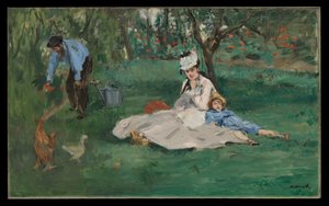 Familjen Monet i sin trädgård i Argenteuil av Édouard Manet
