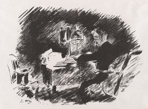 Under lampan, ur Stéphane Mallarmés översättning av Edgar Allan Poes Korpen av Édouard Manet