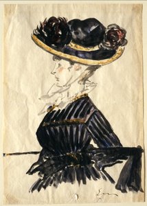 Kvinna med stor hatt av Édouard Manet