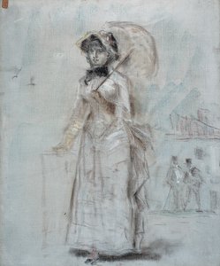 Kvinna som går med ett öppet paraply, 1880 av Édouard Manet