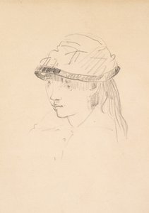 Ung flicka i rund hatt, 1878-79 (grafit på papper) av Édouard Manet