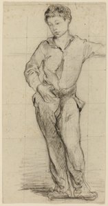 Ung man stående (Léon Leenhoff) (rekto); Skiss av stående pojke (verso) av Édouard Manet