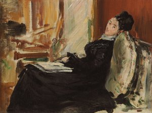 Ung kvinna med boken; Ung kvinna med en bok, ca 1875 av Édouard Manet