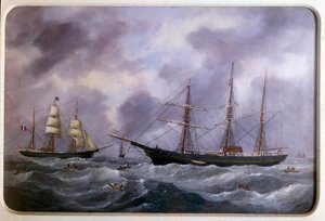 Fartyg som fiskar på Newfoundlands strand 1885 Akvarell av Edouard Adam (1847-1929) 1885 Paris, Musee de la Marine