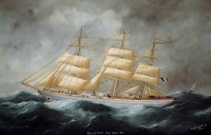 Utsikt över Cap Hornier "Admiral Cecile". Målning av Edward Adam (1847-1929). 1902. Saint Malo, Stadsmuseet