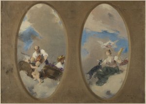 Skiss till stadshuset i Suresnes: Allegori över vin - Chevrière aux colombes (tak) av Edouard Michel Lancon