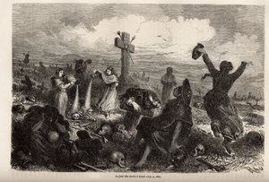 Firande av fete des morts i Cuzco, teckning av Riou, för att illustrera Paul Marcoys resa genom Sydamerika från 1848 till 1860. Gravyr i "" Le tour du monde", redigerad av Edouard Charton av Edouard Riou