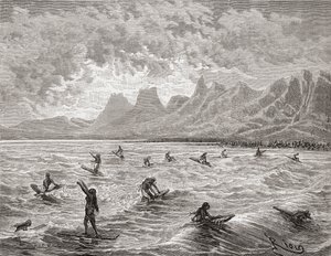 Hawaiians surfar, illustration från 