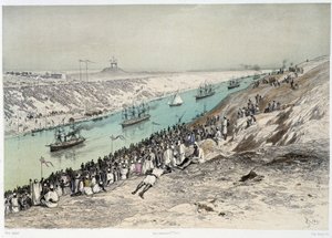 Passage till El-Guisr i "" Invigning av Suezkanalen av G. Nicole. 1869 av Edouard Riou