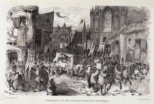 Philippe Auguste (Philippe-Auguste) ville erbjuda parisarna spektaklet av en triumferande start. sd. 1100-talet av Edouard Riou