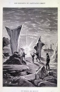 Midnattssolen i "The Children of Captain Grant" av Jules Verne av Edouard Riou