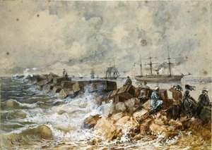 Suezkanalen, från ett souveniralbum till minne av kejsarinnan Eugenies resa (1827-1920) vid invigningen 1869 (wc på papper) av Edouard Riou