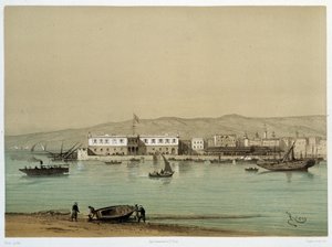 Utsikt över kanalen i "" Invigning av Canal de suez av G. Nicole. 1869 av Edouard Riou