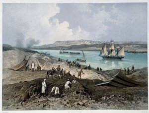 Utsikt över kanalen i "" Invigning av Suezkanalen av G. Nicole. 1869 av Edouard Riou