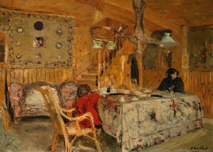 Denise Natanson och Marcelle Aron i sommarhuset, Villerville, Normandie, ca 1910 av Edouard Vuillard