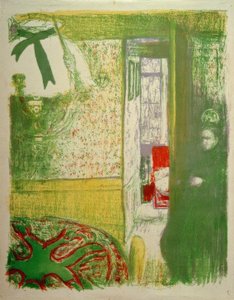 Inredning med hängande lampa av Edouard Vuillard