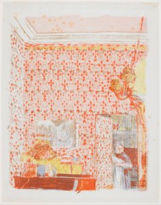 Interiör med rosa hängen I av Edouard Vuillard