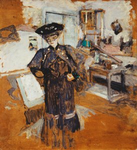 Dam i en slöja, med händerna på höfterna; Dam med slöja, Hands on Hips, c.1902-03 av Edouard Vuillard