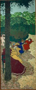 Små flickor som leker;från Vuillards från Vuillards serie om offentliga trädgårdar (målning på duk) av Edouard Vuillard