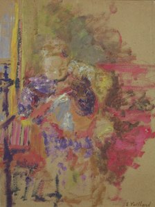 Madame Vuillard Sewing, ca 1905 av Edouard Vuillard