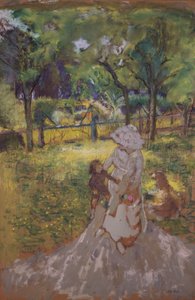 Mor och barn i trädgården av Edouard Vuillard