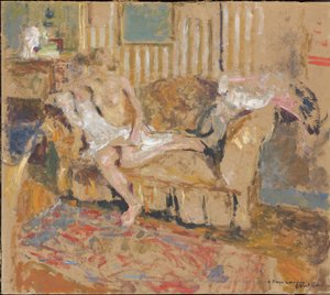 Naken i den randiga salongen, ca. 1905. av Edouard Vuillard