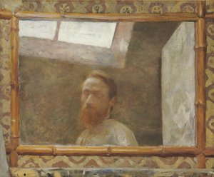 Självporträtt med bambuspegel, ca. 1890. av Edouard Vuillard