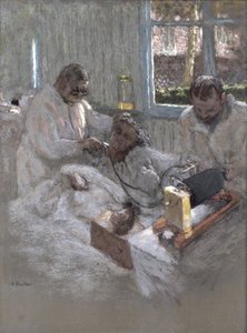 Kardiologen Henri Vaquez (1860-1936) och hans assistent, doktor Parvu, vid la Pitie, ca 1918-21 (pastellfärgad på papper) av Edouard Vuillard