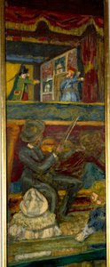 Guignol Theatre En violinist och en dockteater (detalj) 1900-talet (olja på duk) av Edouard Vuillard