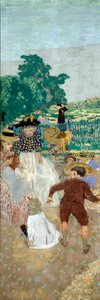De offentliga trädgårdarna: Sjuksköterskorna (till vänster) (detalj av triptyken) av Edouard Vuillard