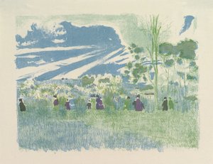 À Travers Champs (Across the Fields), från serien Landscapes and Interiors av Edouard Vuillard