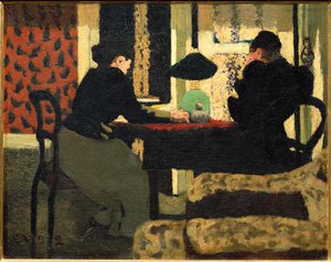 Två kvinnor under en lampa (målning på duk) av Edouard Vuillard