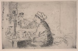 Kvinna med en bukett, ca 1924 (etsning) av Edouard Vuillard