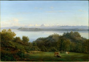 Blick von Neuchâtel auf die Alpen