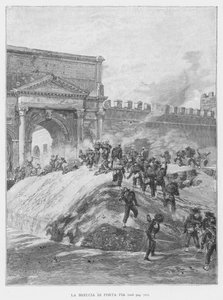 Breccian av Porta Pia (gravyr) av Edouardo Matania