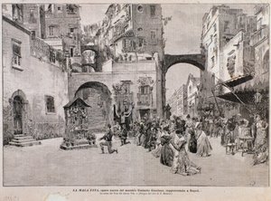 Representation av Vitos röst, från La mala vita, opera av Umberto Giordano (gravyr) av Edouardo Matania