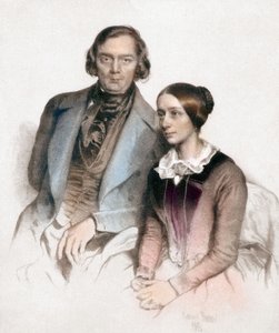 Robert och Clara Schumann (färggravyr) av Eduard (after) Kaiser