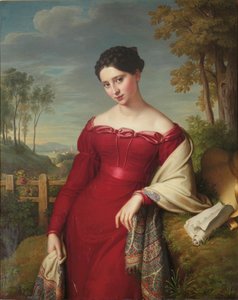 Porträtt av en ung elegant dam av Eduard Friedrich Leybold