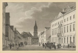 Klosterstraße med församlingskyrkan i Berlin av Eduard Gaertner