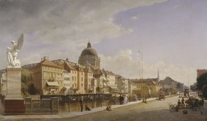 Tyska: Ansicht der Rückfront der Häuser an der Schloßfreiheit Bakre vy av husen vid Schloßfreiheit av Eduard Gaertner