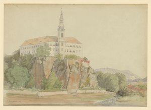 Slott vid floden (Donau?) av Eduard Gaertner