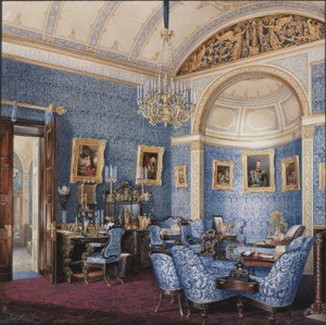 Interiörer av Vinterpalatset. Kejsarinnan Maria Alexandrovnas boudoir, 1850-talet