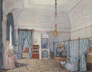 Interiörer av Vinterpalatset. Den femte reserverade lägenheten. Storprinsessan Maria Alexandrovnas sovrum, 1873