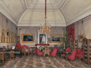 Interiörer av Vinterpalatset. Den femte reserverade lägenheten. Storprinsessan Maria Alexandrovnas salong, 1874 av Eduard Hau
