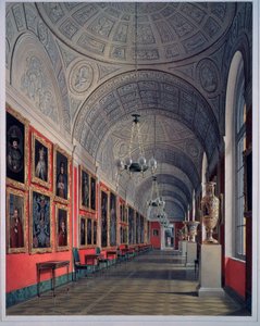 The New Ermitage, The Romanov Gallery, North Site (The New Ermitage, The Romanov Gallery, North Site). Verk av Eduard (Edouard) Hau (1807-1887), akvarell på papper 1864. Rysk konst 1800-talet. State Hermitage Sankt Petersburg. av Eduard Hau